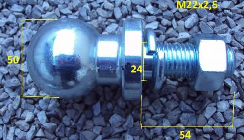 Guľový kolík s maticou M22x2,5